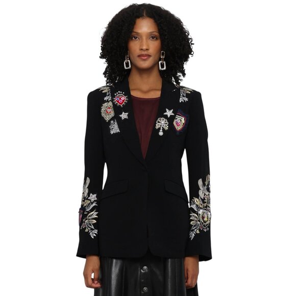 Cinq à Sept Heritage Patch Cheyenne Blazer Size M/L, 10 US NEW - Picture 6 of 14